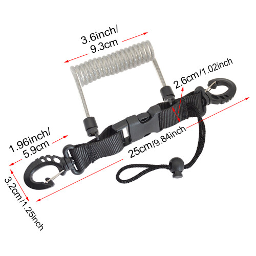 Cavo a spirale con fodero antislip per immersioni e surf, 1,1 m 1