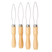 4Pcs Wooden Handle Stainless Steel Button Hook Set for Arthritis, 17.3x2cm