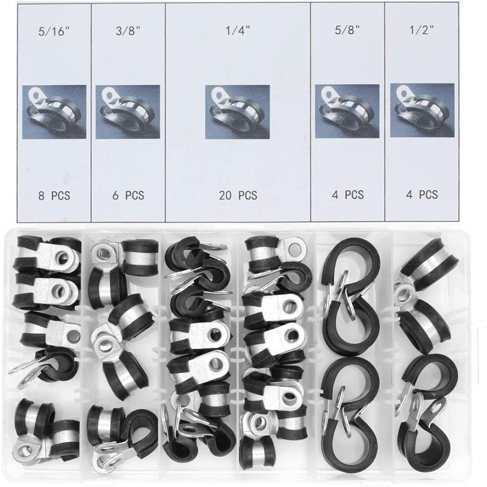 Tube Installation Clamps, Strong And Reliable Zinc Plated Cable Clamps With Moisture Rust Cold Heat Resistance For Wide Application, 42 Pieces Silver 9433291747384
