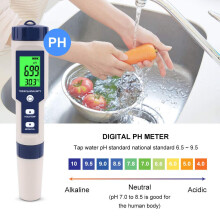 Digitales Wasserqualitätsmessgerät mit 5 Funktionen für die umfassende Analyse von Pool- und Trinkwasser.
