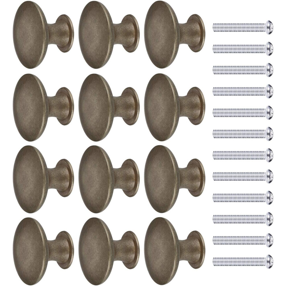 Cabinet Knob Pulls For Drawer Handles, Vintage Delicate Design Round Mushroom Shaped Knobs With Screws, Rust Proof Antique Bronze Cabinet Hardware, 9448196723234