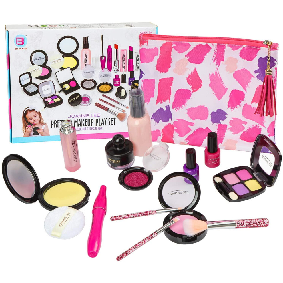 Pretend Makeup Set For Little Princesses, Safe And Clean EVA Foam Tools With Portable Princess Purse, Realistic Play Makeup For Endless Hours Of