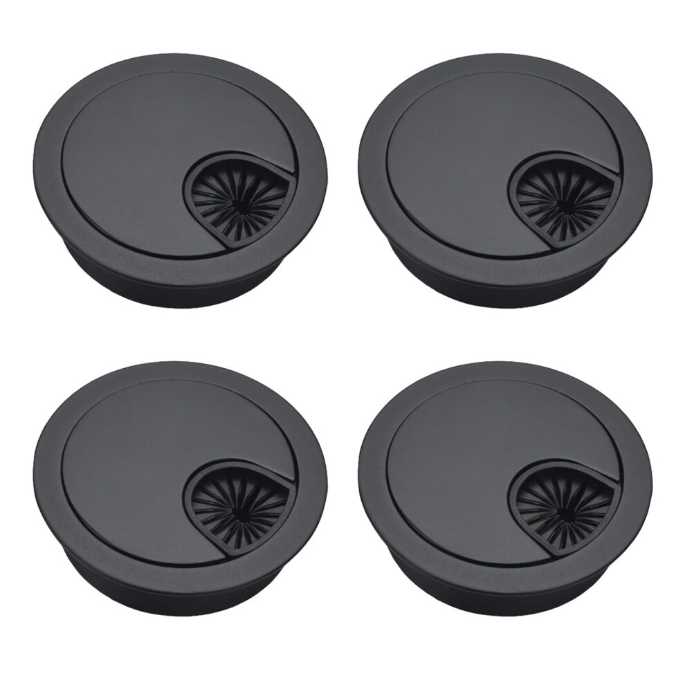 Wire Organizer With Rotatable Cover, Flat Black Finish For Sleek Look, Durable Zinc Alloy Construction, Flexible Opening For Multi-Cable Passage, 9340258618673