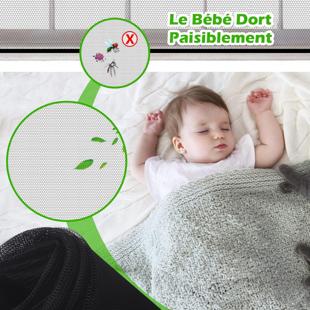 Magnetic Window Screen, Breathable Window Screen for Safe Ventilation, Adjustable DIY Window Net with Fire-Retarded Material for Easy Installation in