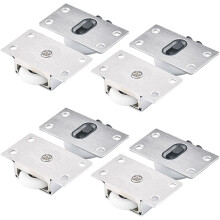 Electroplating Finish Furniture Sliding Door Rollers, Zinc Metal Nylon Material For Reliable Performance, 4 Pairs Of Upper And Lower Wheels Included