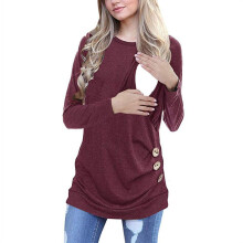 Felpa con cappuccio per allattamento con tasche frontali, felpa discreta per allattare con orlo ampio e design casual, top premaman lavabile in