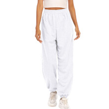 Hoge taille joggingbroek voor dames, los model met elastische tailleband, comfortabele en rekbare stof, baggy joggingbroek met zijzakken.