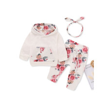 Blomsterbukser, Tøj til småbørnspiger med langærmet sweatshirt og pandebånd, Efterårstøj til babypiger med hættetrøjer, Festtøj til