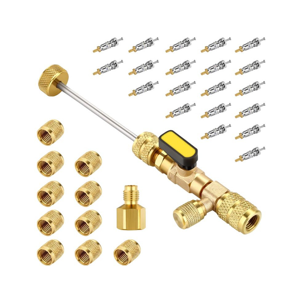 Valve Core Remover Installer Tool Kit With Dual Size 1/4 & 5/16 Port For With R22 R12 R407 R410 R404 R32 R600 6034274490186