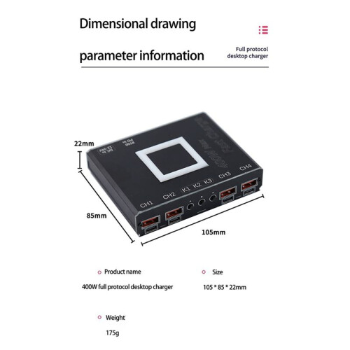 4 Way Full Protocol Desktop Charger Multi-Function Fast Charging Module PD SW3518 Buck Module 400W Charger QC3.0 1