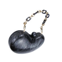 Pochette en acrylique élégante avec chaîne pour sac à main-Noir