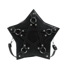 Sac à bandoulière gothique Punk en forme d'étoile avec-Noir