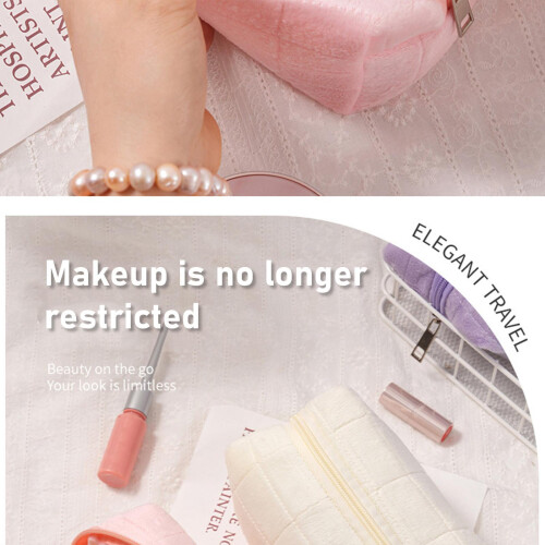 Ästhetische Make-up-Tasche, schöne Kosmetiktasche,-Beige 1