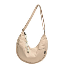 Sac à bandoulière minimaliste de couleur unie avec sangle-Beige