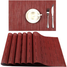 Vinyl Placemats Set, Non-Slip Heat Resistant Table Protectors for Dining Table, Washable and Stain Resistant Woven Mats for Home, Hotel, Business
