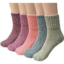 Stijlvolle wollen sokken voor dames, multifunctionele sokken met badstof demping, zachte vintage casual crew sokken voor warmte en comfort in de
