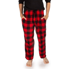 Herren-Pyjamahose aus Mikrofleece mit Taschen und Knopfleiste, superweich, warm und bequem, verstellbar