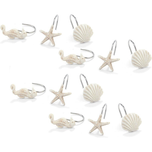 Seaside-Inspired Shower Hooks, Ideal For A Refreshing Bathroom Makeover (12-Piece)