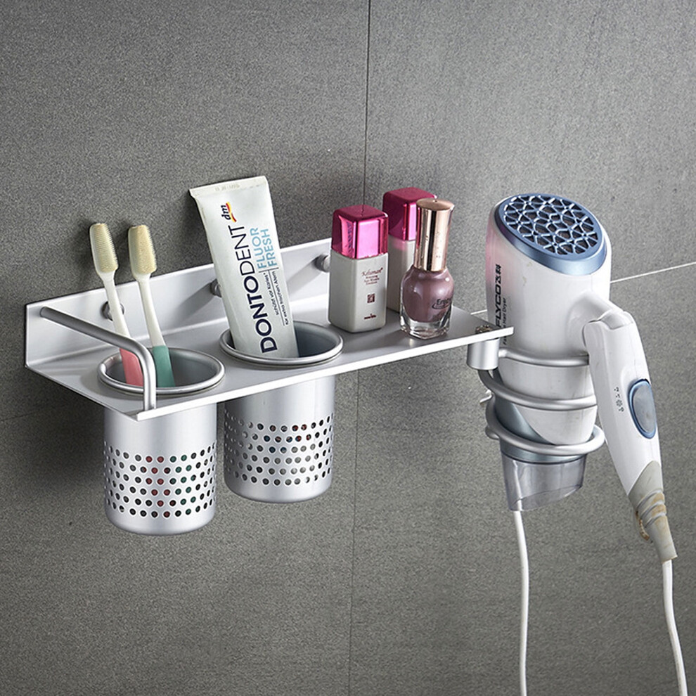 Elegant Bathroom Storage, Wall-Mounted Multipurpose Organizer With Magnetic Placement For Easy Access To Hair Dryer And Styling Tools