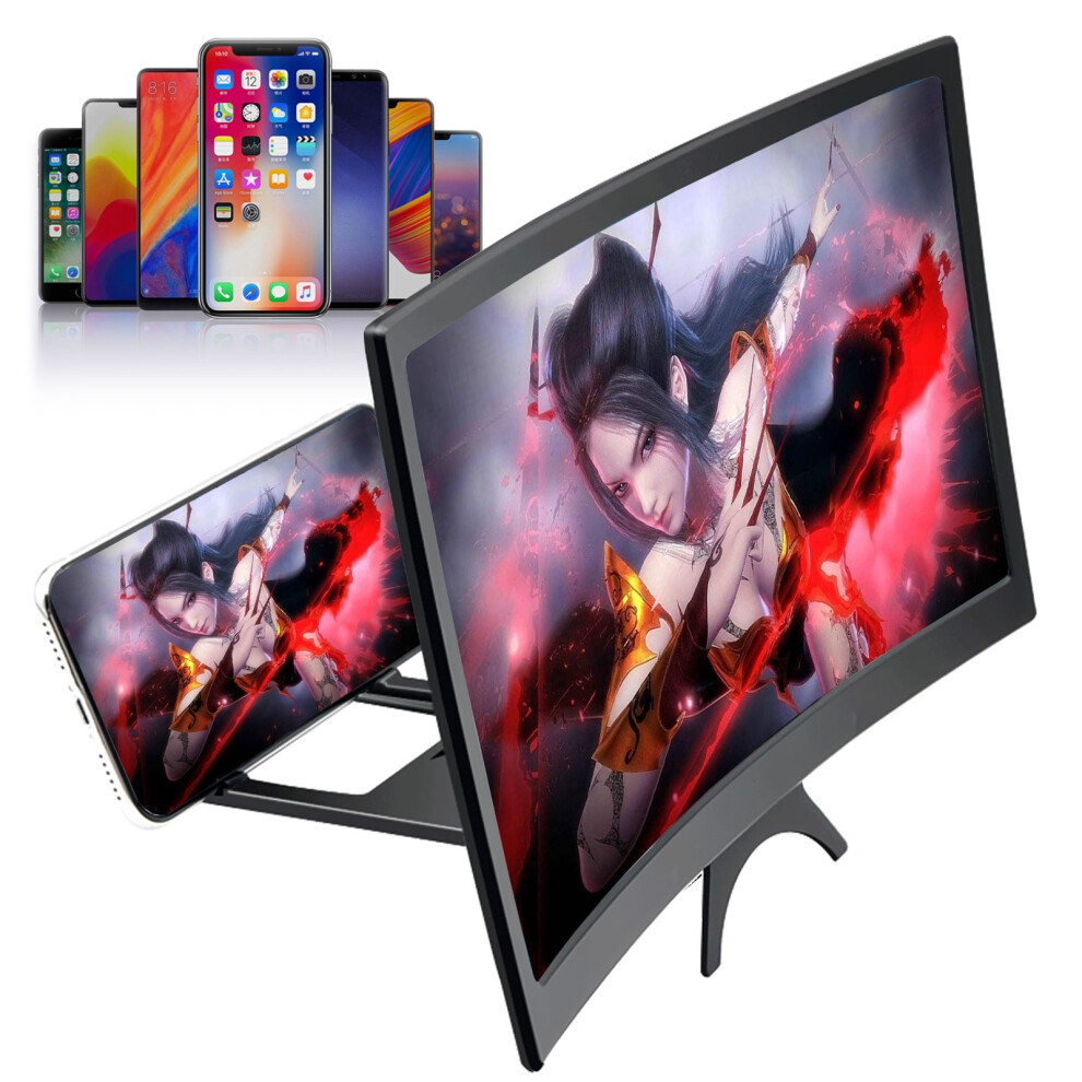 12" Screen Amplifier For Cell Phone, Ideal Holiday Gift Foldable Mobile Stand For 3D Visual Enjoyment, Universal Compatibility Protect Eyes With 9340258498183