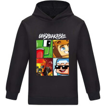 Ungdomsgenser for gutter, hettegenser med Roblox-mønster, mykt og komfortabelt stoff, hettegenser med lukking, vanlig passform, lett hettegenser for