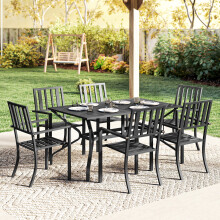 Outsunny 7 Pieces Patio Dining Set with Umbrella Hole, for Poolside, Garden