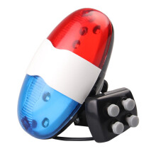 Campanello per bicicletta con luci a LED, luce di sicurezza a LED, 6 LED lampeggianti rossi e blu, clacson elettronico a sirena a 4 toni per