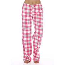 Pyjamabroek van katoenen jersey voor dames, zachte en ademende stof, geruite pyjamabroek met zelfsluitende tailleband, elastische taille voor een
