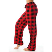 Pigiama da donna in cotone, pigiama a quadri con tasche laterali e coulisse regolabile, tessuto morbido e traspirante, pantaloni comodi e caldi per