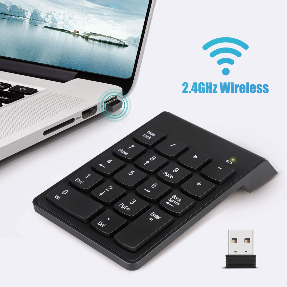 Wireless Numeric Keypad, Extreme Durability 18-Key Mini Financial Accounting Keypad With Plug And Play Technology, Mute And Touch Comfortable For 9423501031761