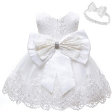 Embroidery Pattern Dress for Toddler Girls, Tutu Gown with Multi Layer Skirt Headwear Included Comfortable Lining Lace Dresses Adjustable Bowknot