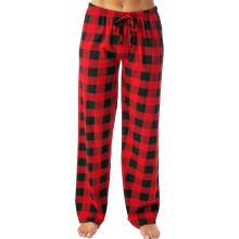 Pyjamabroek met elastische tailleband voor dames, verstelbaar trekkoord, losse pasvorm en zijzakken, zachte katoenen nachtkleding met ruitpatroon
