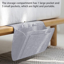 Organizador de cabeceira versátil, material de feltro durável, vários bolsos de armazenamento para fácil acesso a itens essenciais no quarto e na