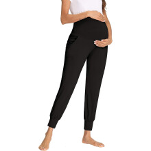 Zwangerschapsbroek met over de buik vallend ontwerp, elastische zwangerschapsbroek met hoge taille voor comfort de hele dag door, functionele