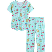 Veelzijdige lounge sets voor dames, kleurechte materialen met ademende pyjamasets, tweedelige nachtkleding van zachte katoenmix met charmante prints