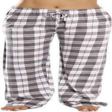 Dames loungepyjamabroek van zachte stof met zakken, lichtgewicht en rekbaar, met buffelruitprint, elastische tailleband en verstelbare sluiting.