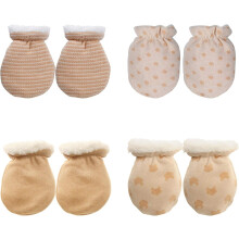 Elastic Wrist Design Baby Mittens, Prevent Baby from Scratching with Cute Design Gloves, Organic Cotton Sherpa Lined Newborn Mittens, Soft and