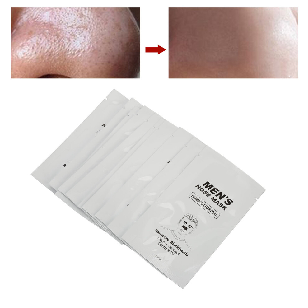10pcs Blackhead Removal Patches Bamboo Charcoal Pore Shrink Strips for Men