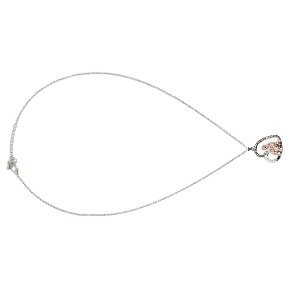 Chic Heart Pendant Necklace Mother Daughter Rhinestone Collarbone Chain