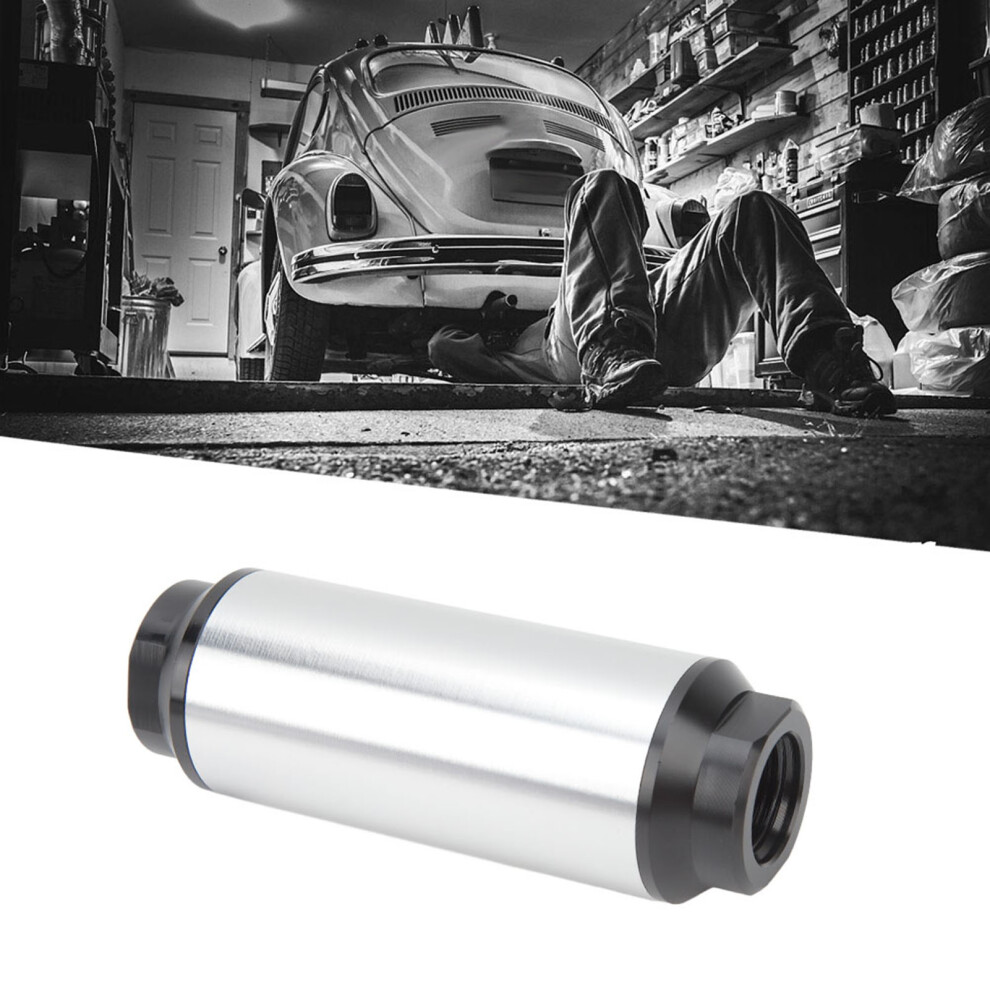 44Mm Aluminum Inline Fuel Filter An6 An8 Fitting Universal Oil Filter Silver 7661378844004