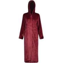Abbigliamento da casa per donna, vestaglia invernale morbida e calda con cappuccio e silhouette lunga, vestaglia in pile a maniche lunghe con