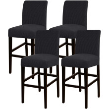 Elegant Chair Protectors, Bar Stool Covers in Black, High Stretch Fabric for Non-Slip Counter Height Seat Cover, Ideal for Restaurant and Wedding