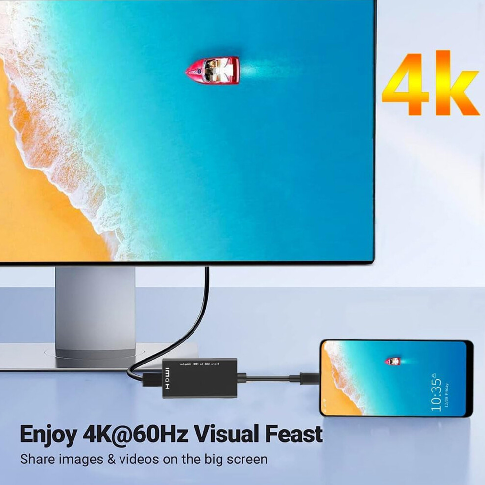 Micro Usb To Hdmi Adapter For Full Hd 1080p, Mhl 2.0 Technology Ensures Smooth Video And Audio Pass-Thru For Uncompressed Digital Channels, Portable