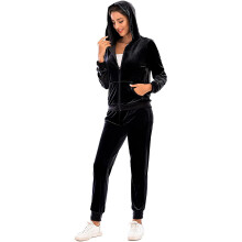 Conjunto versátil de ropa de estar por casa para mujer, pantalón recto, sudadera con capucha y cremallera completa, chándal de terciopelo con