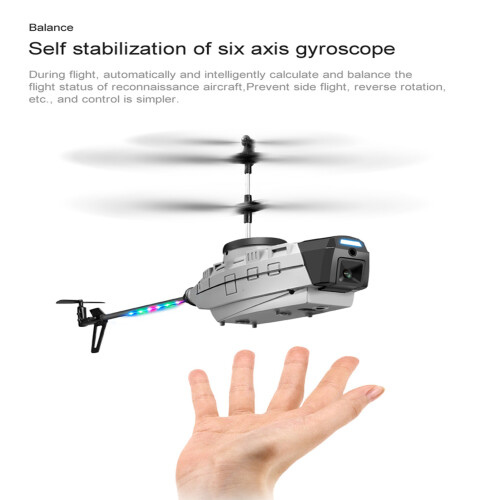 Remote Control Helicopter with 4K Dual Camera, Obstacle Avoidance, 25x4x11cm Gray 2