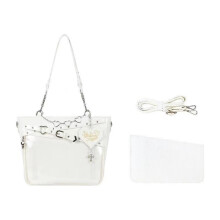 Trendy transparante handtas met voldoende ruimte en-Wit
