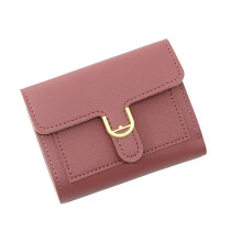 Women Small Compact Wallets Pu Leather Clutch Purses-Rose red