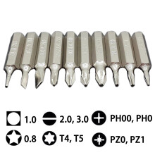 10 Stück Schraubendreher-Bits Set Sechskant-Schaft Anti-Rutsch-Schraubendreher-Bits Magnetischer Einzelkopf PH00 PH0 PZ0 SL3.0 SL2.0 SL1.0 T4