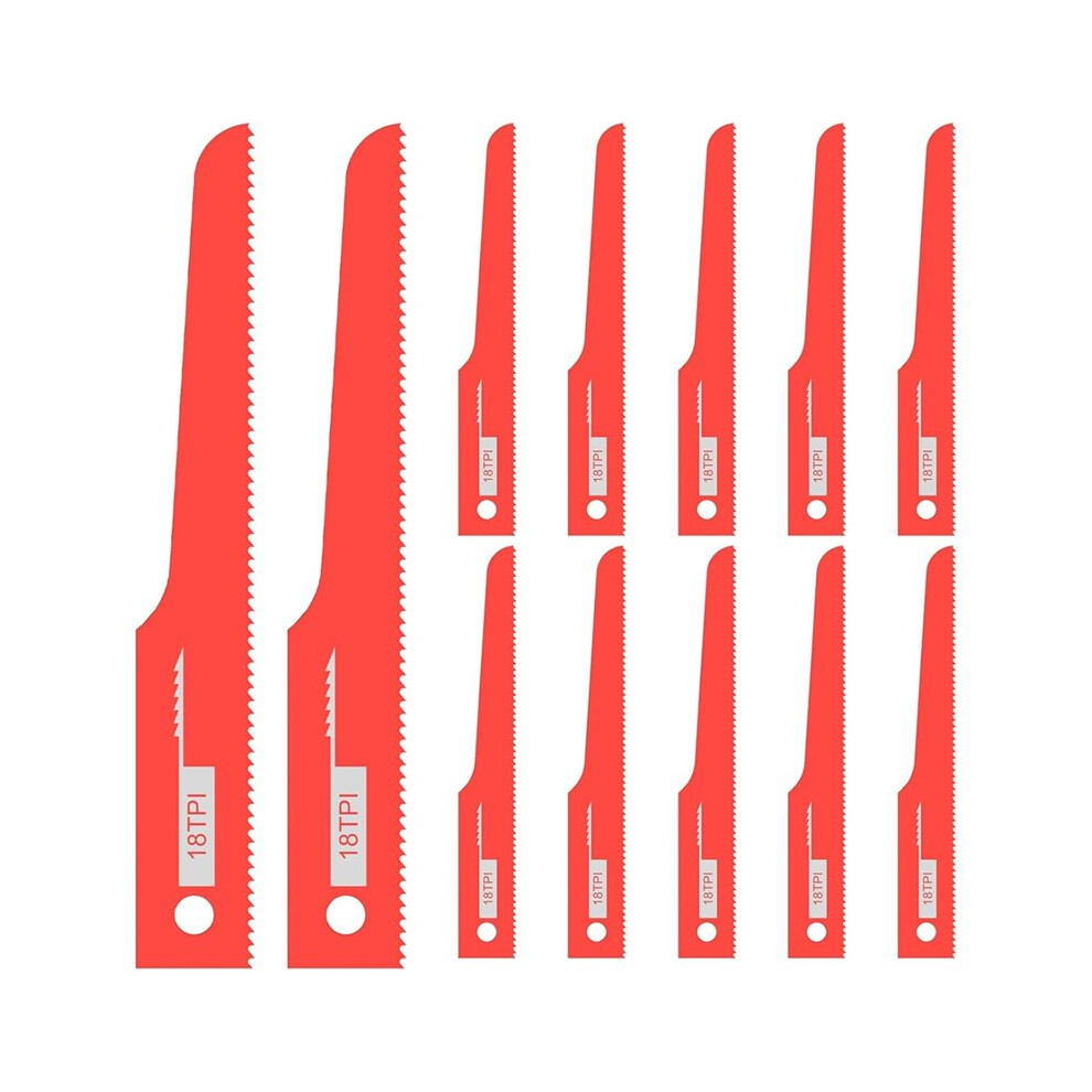 Air Reciprocating Saw Blades 12Pcs, 18Tpi Air Bi-Metal Hacksaw For Standard 1/2" Shank 6935161516173