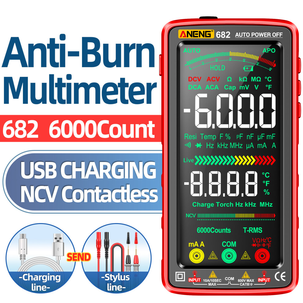 Aneng 682 6000 Counts Va Large Lcd Digital Multimeter With Ncv & Flashlight 3171370413664